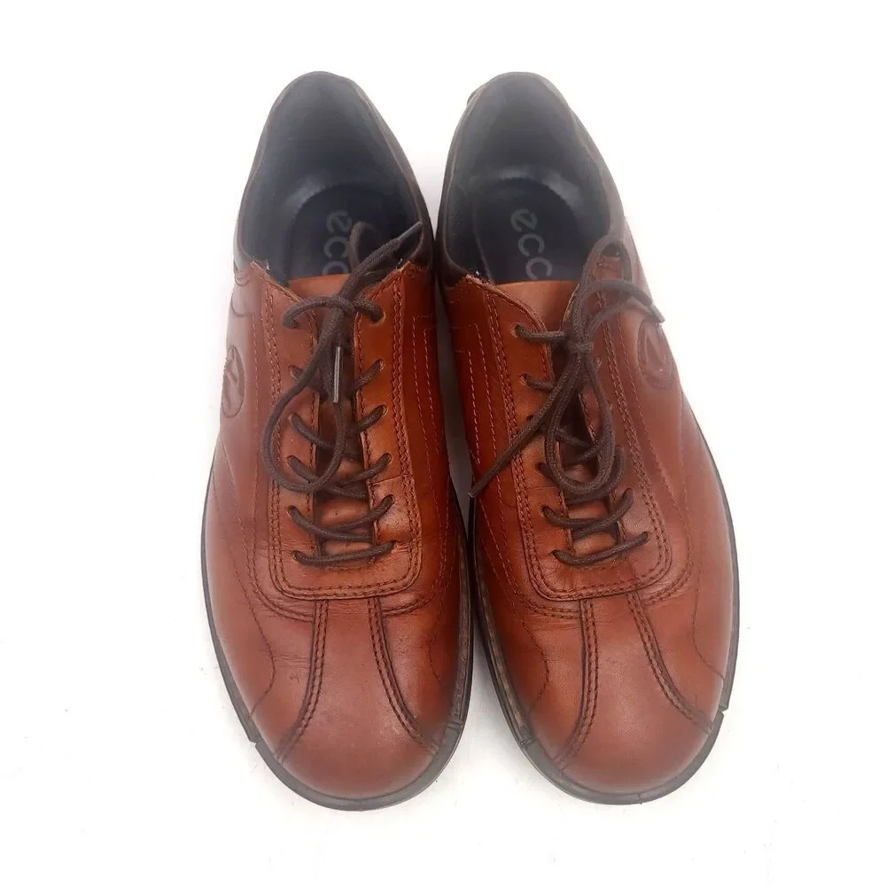Ecco Neoflexor Mens Brown Leather Casual Oxford Shoes Sz 41 EU - 7-7.5 US